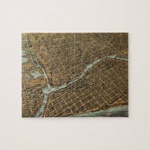 Vintage Pictorial Map of Milwaukee (1872) Jigsaw Puzzle