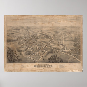 Vintage Pictorial Map of Morristown NJ (1876) Poster