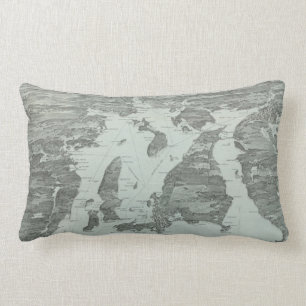 Vintage Pictorial Map of Narragansett Bay (1907) Lumbar Cushion