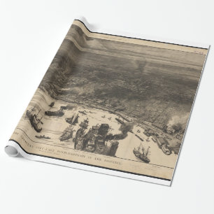Vintage Pictorial Map of New Orleans (1884) Wrapping Paper