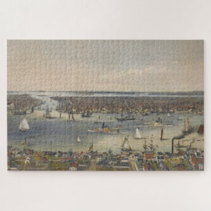 Vintage Pictorial Map of New York City (1848) Jigsaw Puzzle