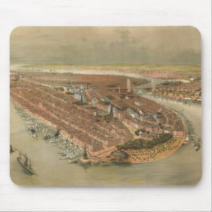 Vintage Pictorial Map of New York City (1874) Mouse Pad