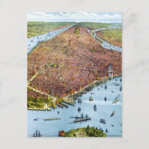 Vintage Pictorial Map of New York City (1879) Postcard