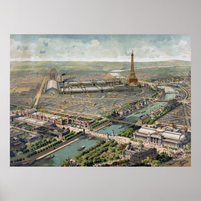 Vintage Pictorial Map of Paris (1900) Poster (Front)
