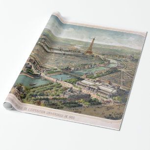 Vintage Pictorial Map of Paris (1900) Wrapping Paper