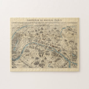 Vintage Pictorial Map of Paris France (1871) Jigsaw Puzzle