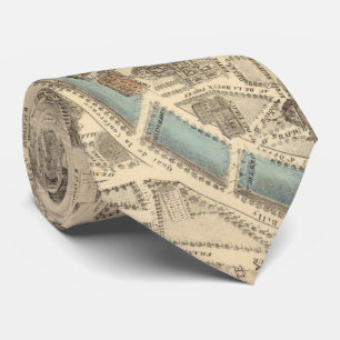 Vintage Pictorial Map of Paris France (1871) Tie