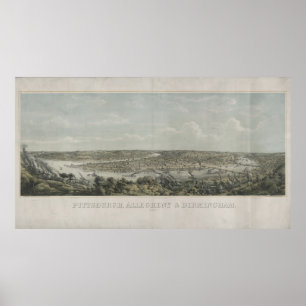 Vintage Pictorial Map of Pittsburgh PA (1871) Poster