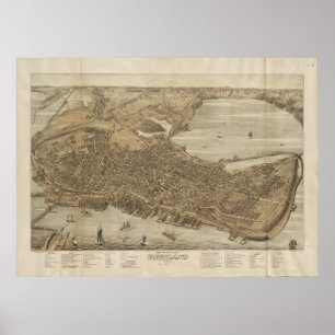 Vintage Pictorial Map of Portland Maine (1876) Poster