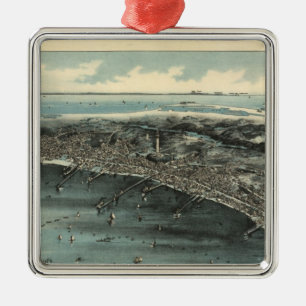 Vintage Pictorial Map of Provincetown (1910) Metal Ornament