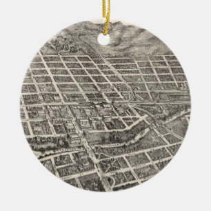 Vintage Pictorial Map of Reno Nevada (1907) Ceramic Ornament
