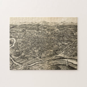 Vintage Pictorial Map of Roanoke Virginia (1891) Jigsaw Puzzle