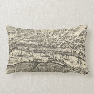 Vintage Pictorial Map of San Pedro (1902) Lumbar Cushion