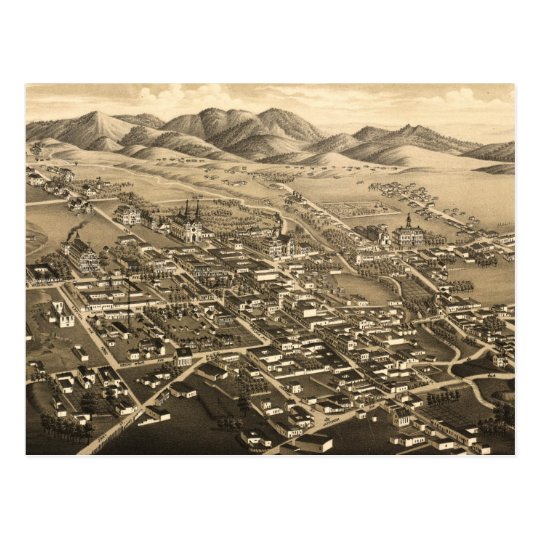 Vintage Pictorial Map of Santa Fe (1882) Postcard