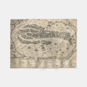 Vintage Pictorial Map of Venice Italy (1573) Fleece Blanket