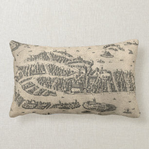 Vintage Pictorial Map of Venice Italy (1573) Lumbar Cushion
