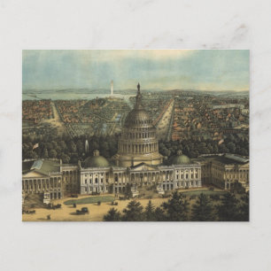 Vintage Pictorial Map of Washington D.C. (1871) Postcard