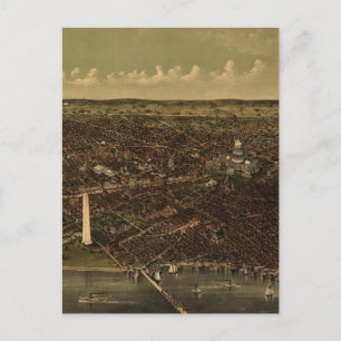 Vintage Pictorial Map of Washington D.C. (1892) Postcard