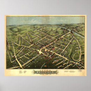 Vintage Pictorial Map of Westfield NJ (1875) Poster