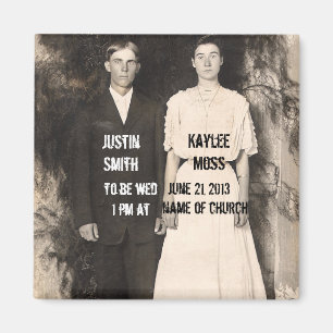 Vintage Picture of Bride and Groom Save the Date Magnet