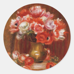 Vintage Pierre-Auguste Renoir Anemones Classic Round Sticker