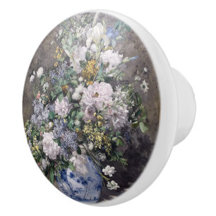 Vintage Pierre Auguste Renoir Spring Bouquet Ceramic Knob