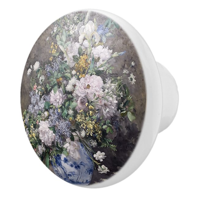 Vintage Pierre Auguste Renoir Spring Bouquet     Ceramic Knob (Right)