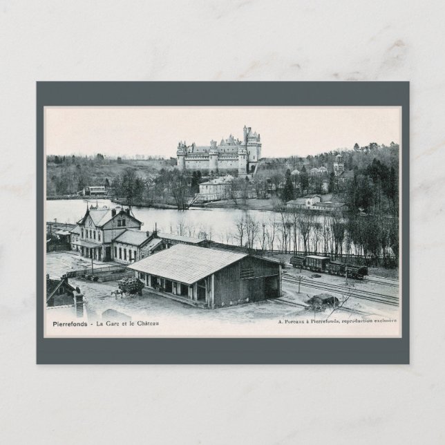 Vintage Pierrefonds Oise Castle Railroad Station  Postcard (Front)