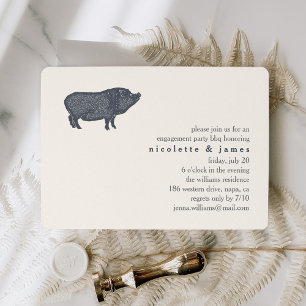 Vintage Pig Engagement Party BBQ Invitation