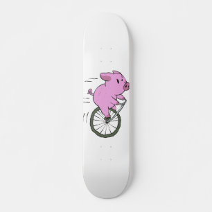 vintage Pig on monocycle   choose background colou Skateboard