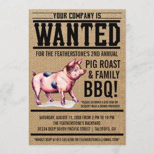 Vintage Pig Roast Family BBQ Invitations