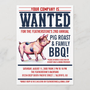 Vintage Pig Roast Family BBQ Invitations