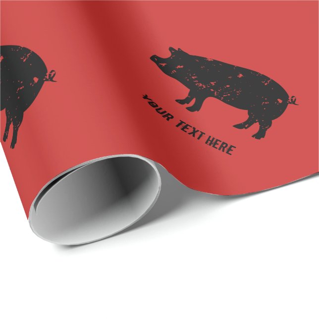 Vintage pig silhouette Birthday wrapping paper (Roll Corner)