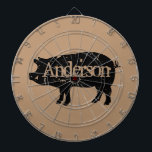 Vintage pig silhoutte custom dartboard<br><div class="desc">Vintage pig silhoutte custom dartboard. Rustic design with personalised text. Farm animal design. Upload your own image optionally.</div>