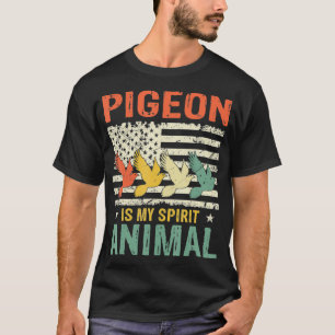 Vintage Pigeon Is My Spirit Animal American Flag T-Shirt