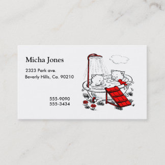 Vintage Piggies & Bird In Bath Business Card