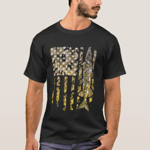 Vintage Pike Fishing American Flag Camo Muskie Cam T-Shirt