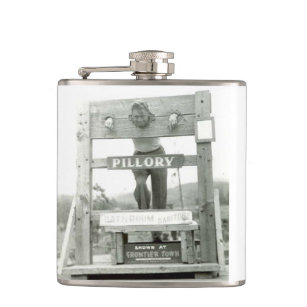 Vintage Pillory Photograph Man c 1940s Flask