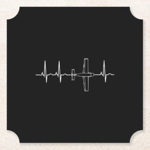 Vintage Pilot Flying Sky Heart Gift Paper Coaster