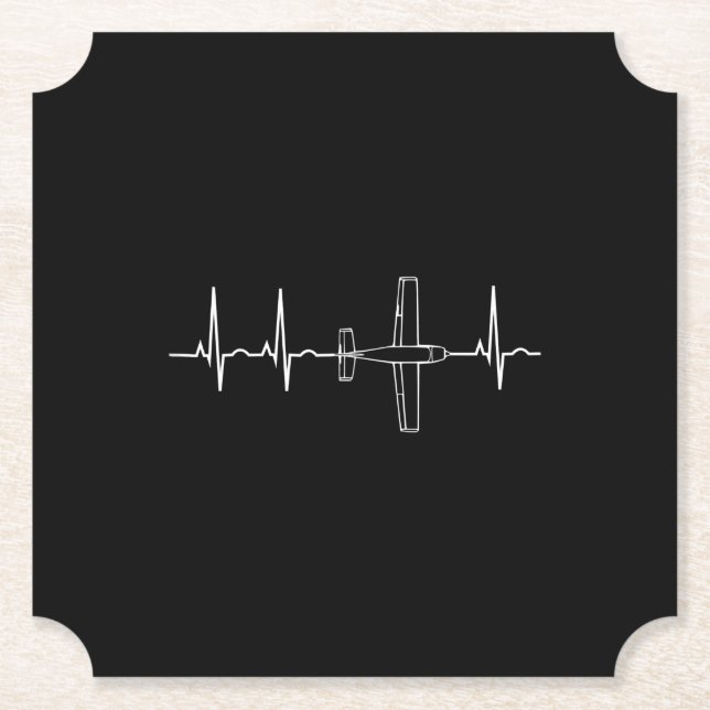 Vintage Pilot Flying Sky Heart Gift Paper Coaster (Front)