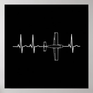 Vintage Pilot Flying Sky Heart Gift Poster