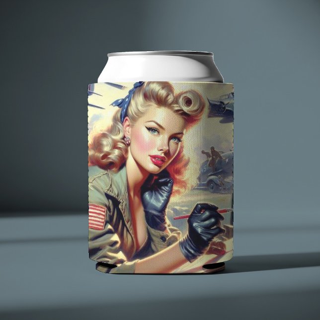 Vintage Pilot Pin Up Can Cooler (Creator Uploaded)