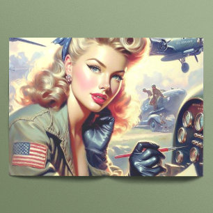 Vintage Pilot Pin Up Tissue Paper