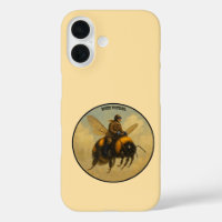 Vintage Pilot Riding a Flying Giant Honey Bee URM