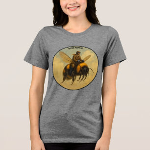 Vintage Pilot Riding a Flying Giant Honey Bee URM Tri-Blend Shirt