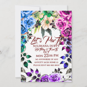 Vintage Pin Floral Birthday Invitation Eleg