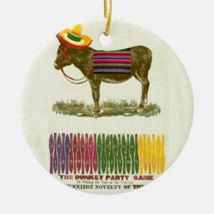 Vintage Pin the Tail on the Donkey Party Game Ceramic Ornament