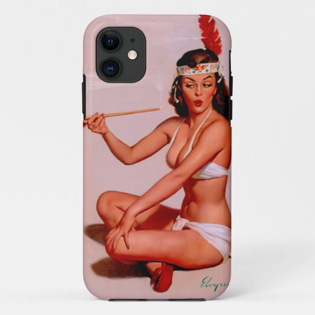 Vintage Pin Up Girl Smoking Peace Pipe Case-Mate iPhone Case (Back)