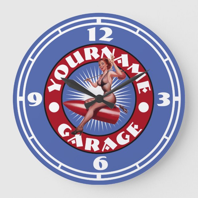 Vintage Pin-Up Girl Template Large Clock (Front)