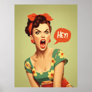 Vintage Pin-Up Power Shout Poster